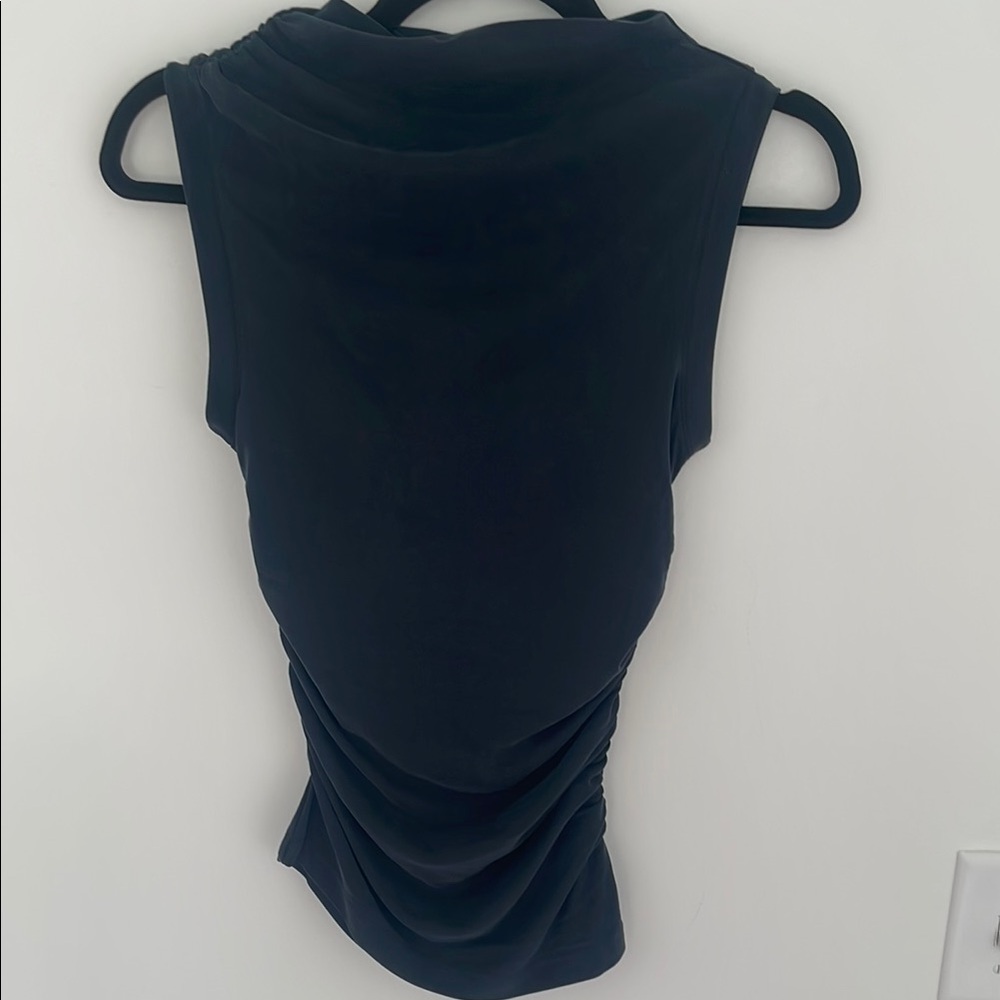 Topshop Dark Grey Ruched Asymmetrical Sleeveless Top - Size 0-2